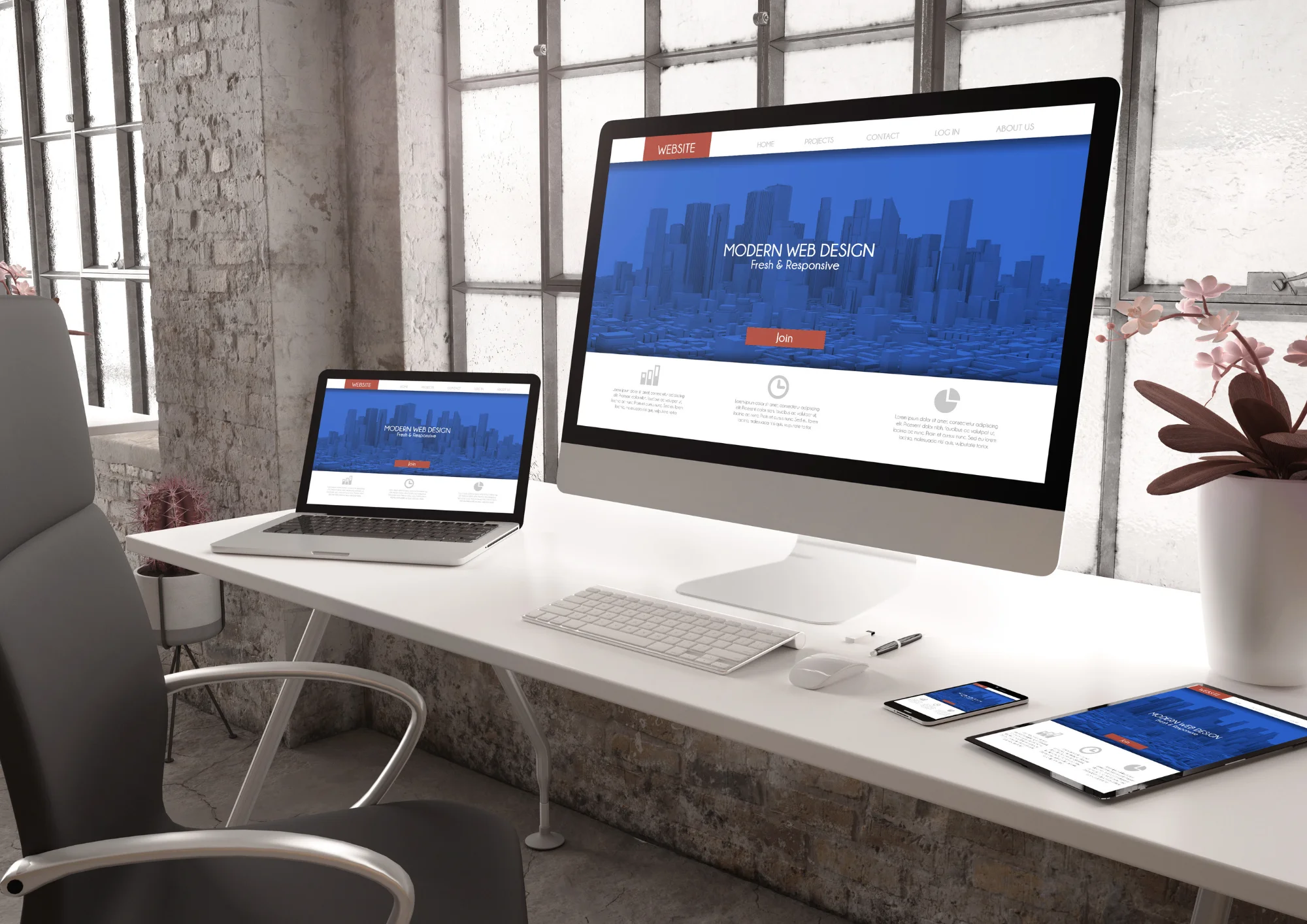 Website modernization across desktop, laptop, tablet and mobile devices